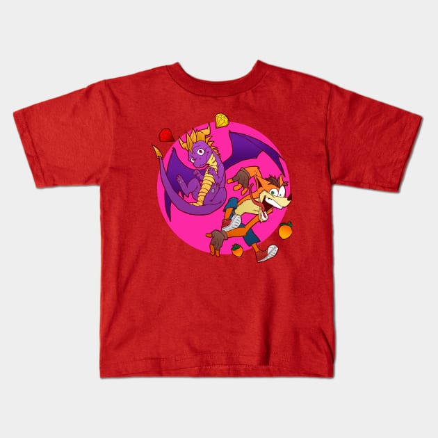 Purple Dragon and Orange Demon Kids T-Shirt by NeM.DG